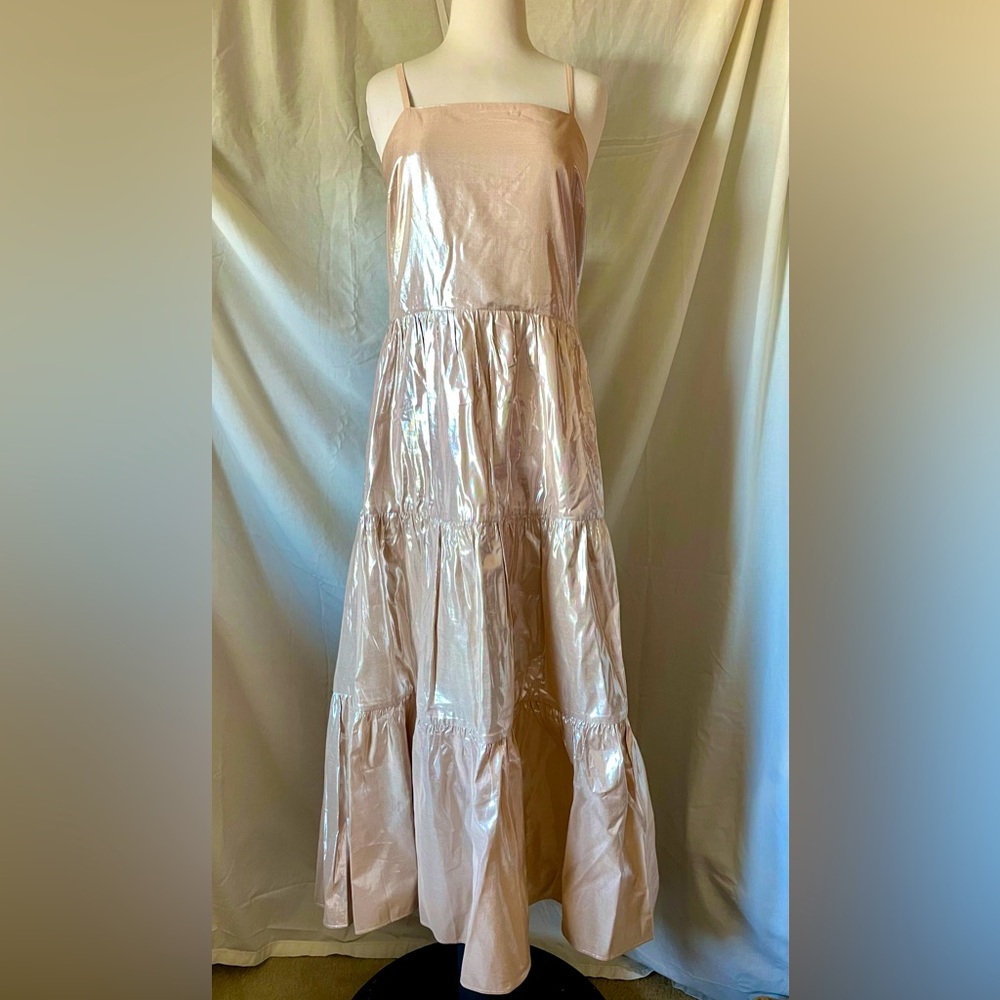 GAP Champagne Gold Tiered Dress L petite